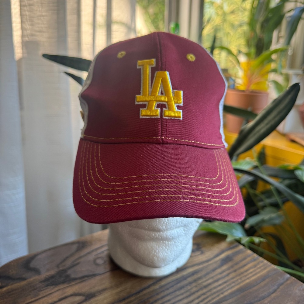 LA Dodgers USC Norris Cancer Hospital Hat Maroon White 50th Anniversary Pin